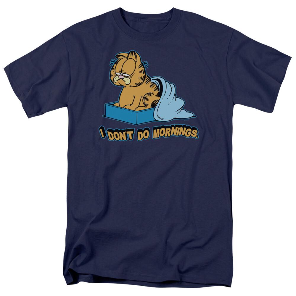 26 Garfield I Dont Do Mornings T Shirt Mens Licensed Cat Jim Davis Comic Tee Navy Unisex T-Shirt XXL