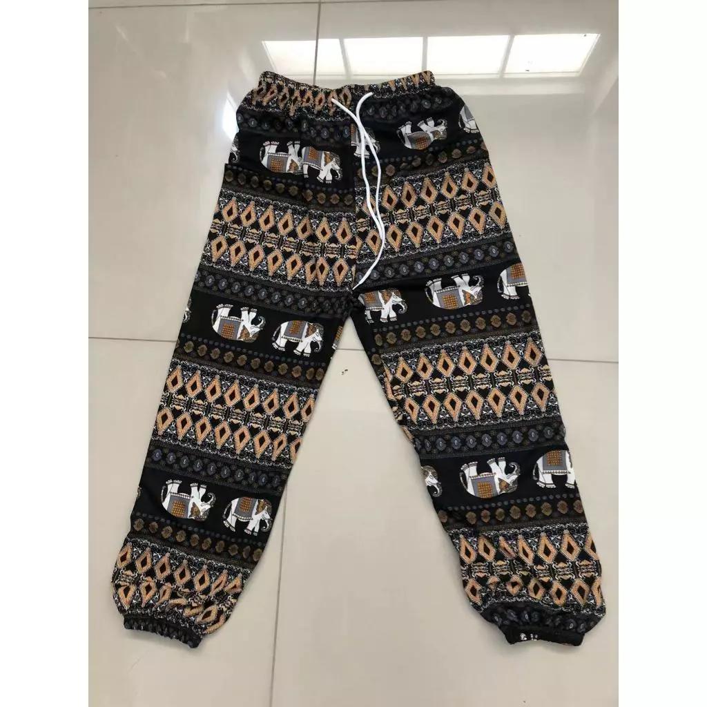 Elefanten Hose Lang Weites Bein Verstellbarer Elastischer Bund Riemen Unisex Damen Herren Druck Thailand Lässig Streetwear Strand Boho Retro Vintage