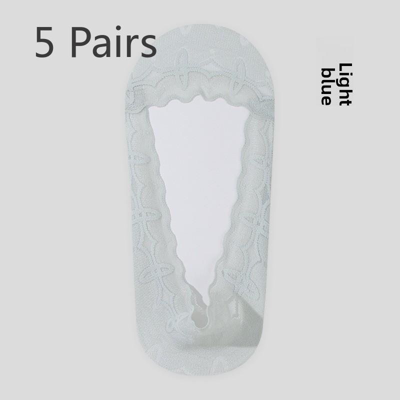 5 Pairs Boat Socks Non-slip Women's Bottom Socks Ice Silk Super Soft Summer Shallow Mouth Invisible Socks