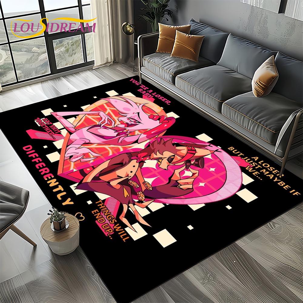 H-Hazbin Hotel Charlie Kreskówkowy Dywanik Dywan do Sypialni Salonu Dekoracja Domowa Sofa, Dekoracja do Zabawy dla Dzieci Mata Podłogowa Prezent