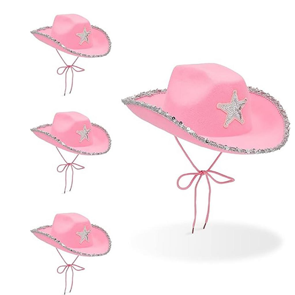 Funny Party Hats Cowgirl Hat Glitter Trims Ladies Cowboy Hats for Womens Pink Western Cowgirl Hat Glow Hats