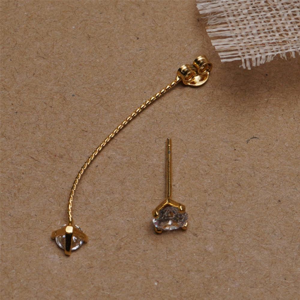 Korean Front And Back Simple Two wear Delicate Zircon Earrings Stud Earrings Jewelry Long Tassel