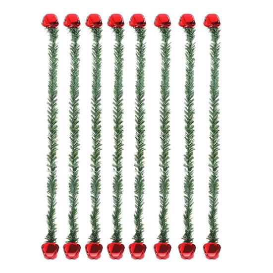 Christmas Garland Ties with Bells Decorative Rope Straps for Wreaths Railings Stairs Flexible Faux Pine Needle Twist Ties Xmas Holiday Decor