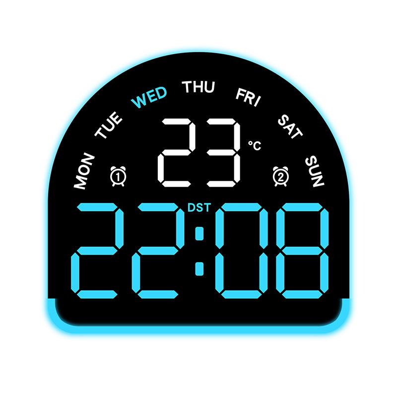USB Powered Digital Alarm Clock with Mood Light TEMP Date Week 3-level Brightness Table Clock Auto Dimmable 12/24H LED Clock