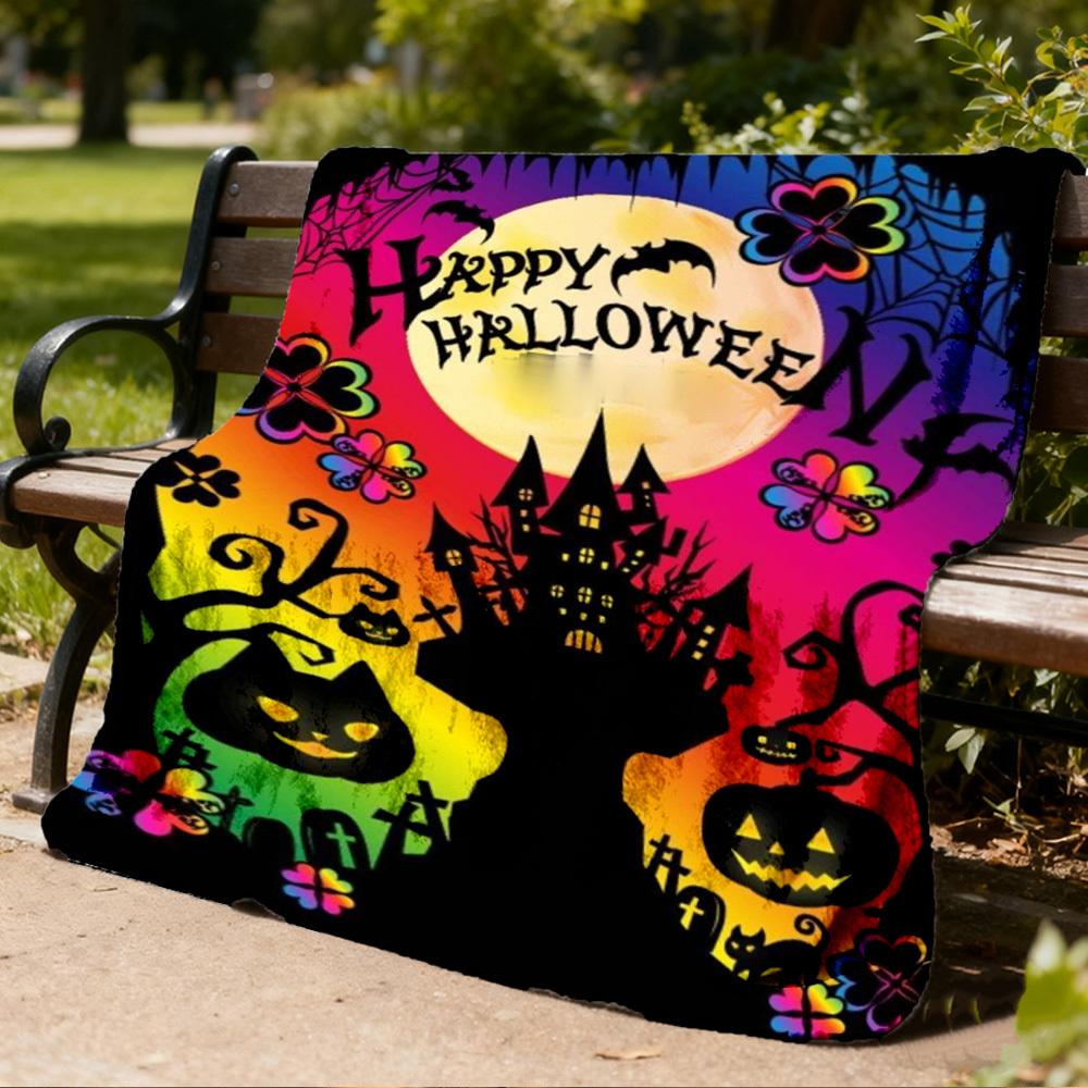 1pc Halloween Decorations Throw Blanket Polyester Fiber, Lightweight Flannel, Soft & Warm, All Season Use for Outdoor, Camping Digital Print