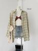 Women's American Retro Plaid Long-Sleeve Cotton-Linen Shirt Jacket