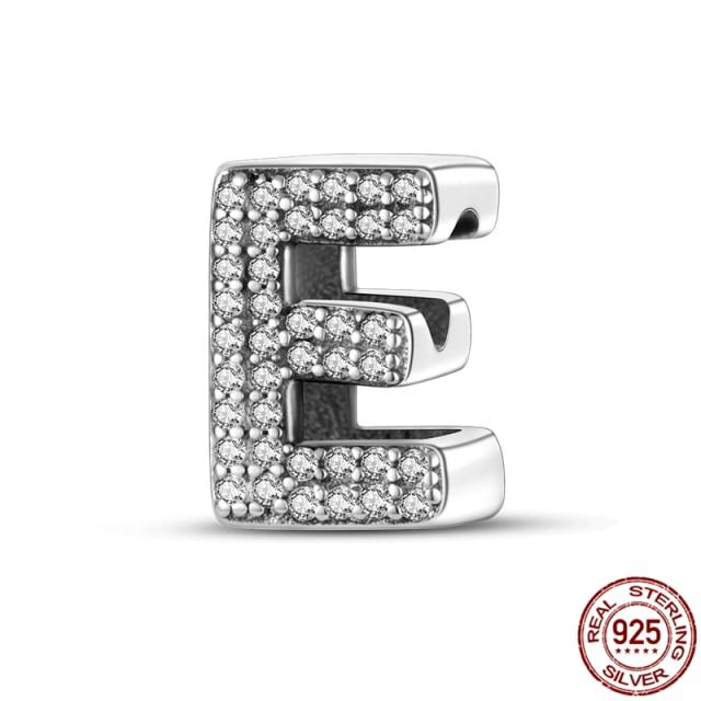 100% Real 925 Sterling Silver Letter Alphabet A-Z Charm Name Bead Fit  Bracelet Pendant Jewelry