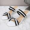 Women's Shoes Summer New Sexy Striped Cross High Heel Crystal Wedge Slippers Simple 1098 Series 8cm Heel LFD
