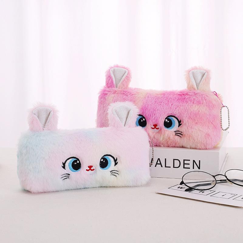 Kawaii Large Capacity Cat Zipper Pencil Case Cartoon Girl Storage Bag Back To School Pen Bag Office Supplies Stationery