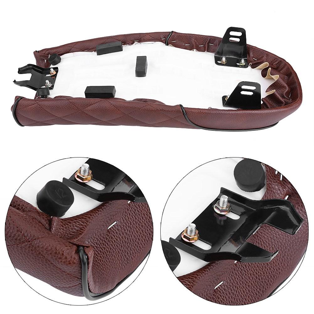 Motorcycle PU Lther Vintage St Flat Saddle Cushion for CG125 GN CG Black