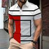 Men's Fashion Color blocked Geometric Printed Short sleeved Polo Shirt