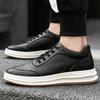 European station little white shoes men's breathable platform sports board shoes first layer cowhide fashion trend casual shoes