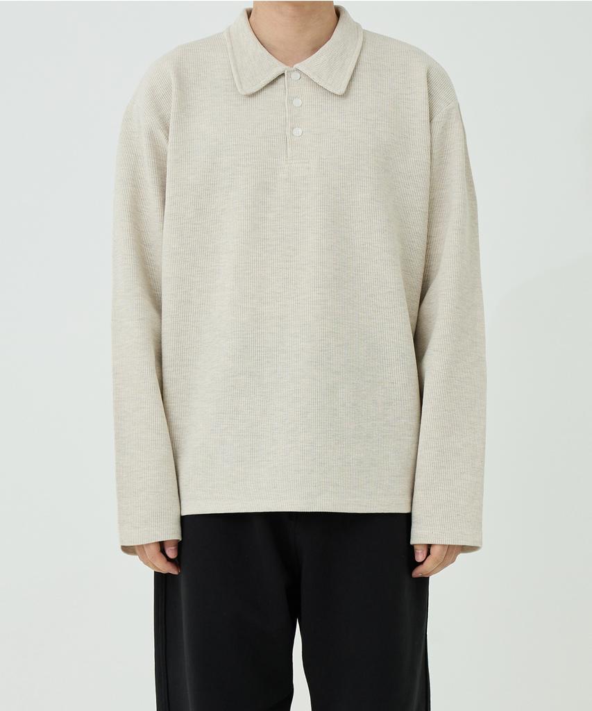 OX STUDIOS Waffle Polo Shirt (Cream)