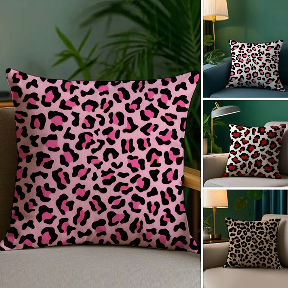 Fashion Luxury Leopard Print Pillow Case Plush Fabric Soft Double Sided Print Sofa Cushion Cover Throw Pillow Covers
