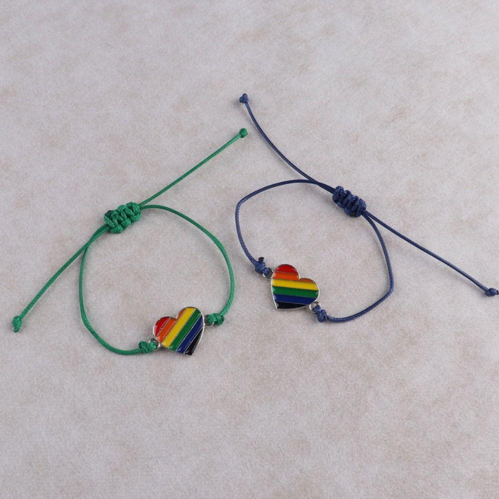 6Pcs Love Heart Rainbow Beaded Bracelet Boho Friendship Braided Rope Couple Prided Bracelet Couples