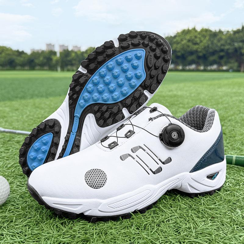 Professional Big Size Outdoor Leather Golf Shoes for Men and Women Black White Man Flat Walking Sneakers