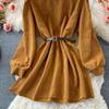 Spring and Autumn Women's Temperament Pure Desire Wind French Design Sense Niche Corduroy Dresses