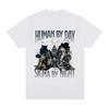 Human By Day Sigma By Night Funny Wolf Graphic T Shirt Men Women Casual Cotton Short Sleeve Oversized T-shirts Streetwear Unisex