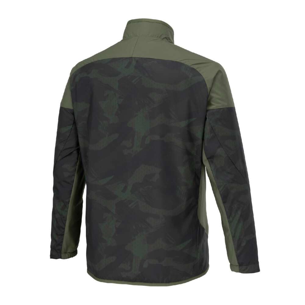 Mizuno Breath Thermo Warmer Training Dark Khaki Jacket, Moisture-Wicking, Heat-Generating, Water-Repellent, Windproof, Brushed, 32MEB541, Men's,