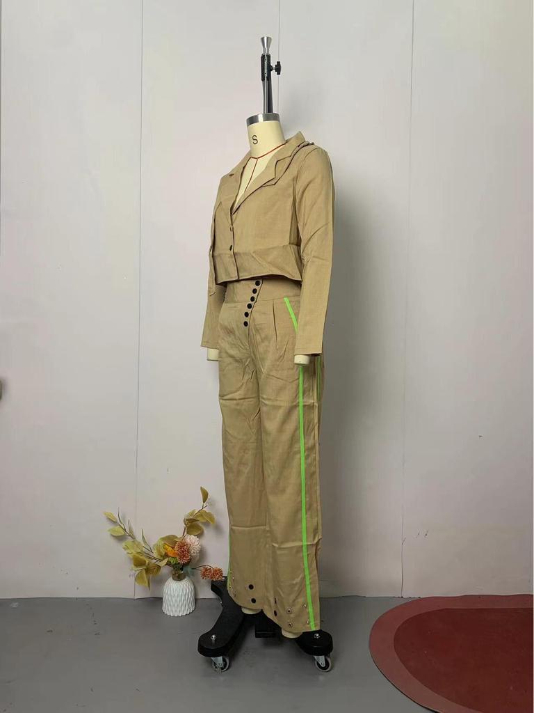 2023 Autumn Solid Color Lapel Blazer and Trousers Set