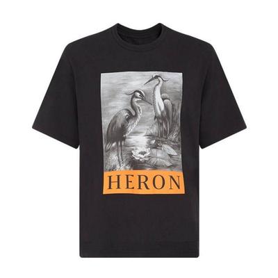 Internationale Trendmarke Heron Same Mehrfarbig Sommer Reine Baumwolle Klassischer Bilddruck Kurzarm T-Shirt Trendmarke
