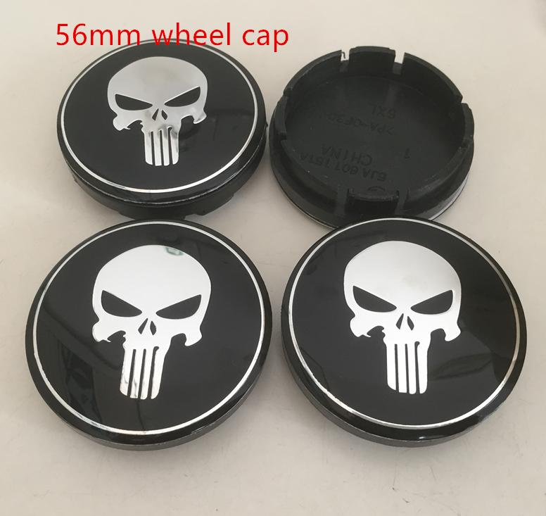 

4pcs 3D 56mm 60mm ForSkull Logo Car emblem Wheel hub Center Cap Badge covers sticker Decals Styling accessories