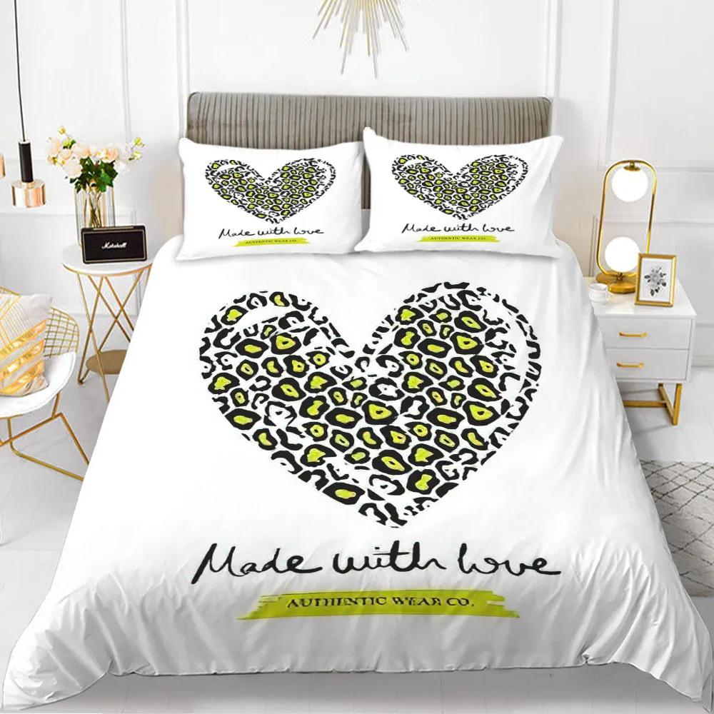 Red Love Romantic Valentine'S Day Theme Three-Piece Digital Printing Duvet Cover Bedding