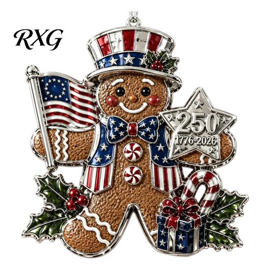 USA Flag Holiday Decorations 250 Anniversary Christmas Ornament, United States 1776-2026 250th Xmas Tree Trim Patriotic Keepsake, Acrylic Hanging