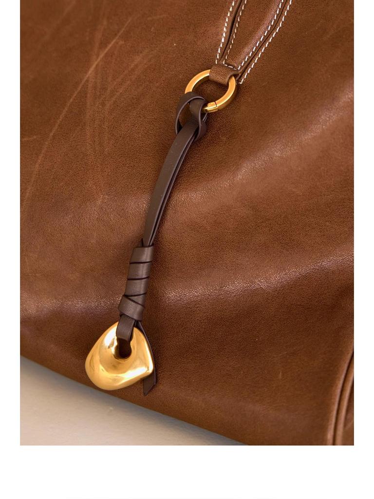 Niche Design Handmade Leather Keychain with Woven Ornament Pendant