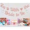 Tea With the Bride to Be Banner, Bridal Shower Decorations, Engagement Wedding Decorations, Let's Partea Bachelorette Party Supplies Rose Gold &