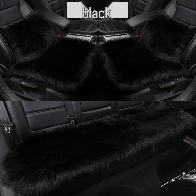 Winter Plush Imitation Wool Car Seat Cushion Set: Non-Slip, Thickened, No Backrest, 3-Piece.