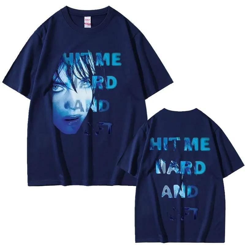2026 Hit Me Hard and Soft Same Style Face Graphic T-shirt Men Women Fashion Pop Music T Shirts Unisex Cotton Oversized T-shirts