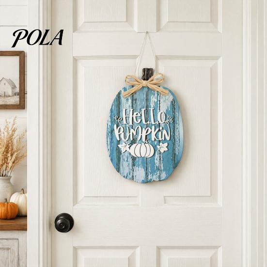 Party Decorations 5Pcs Fall Wooden Pumpkin Door Hanger for Front Door, Rustic Decorative Decor Farmhouse Welcome Sign Autumn Thanksgiving Wall Porch