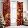 2pcs Christmas reindeer red print blackout curtains insulation multiple sizes living room holiday decoration machine washable