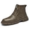 Men's Retro High-Top Leather Boots - Fashionable Casual Motorcycle Work Shoes for Autumn