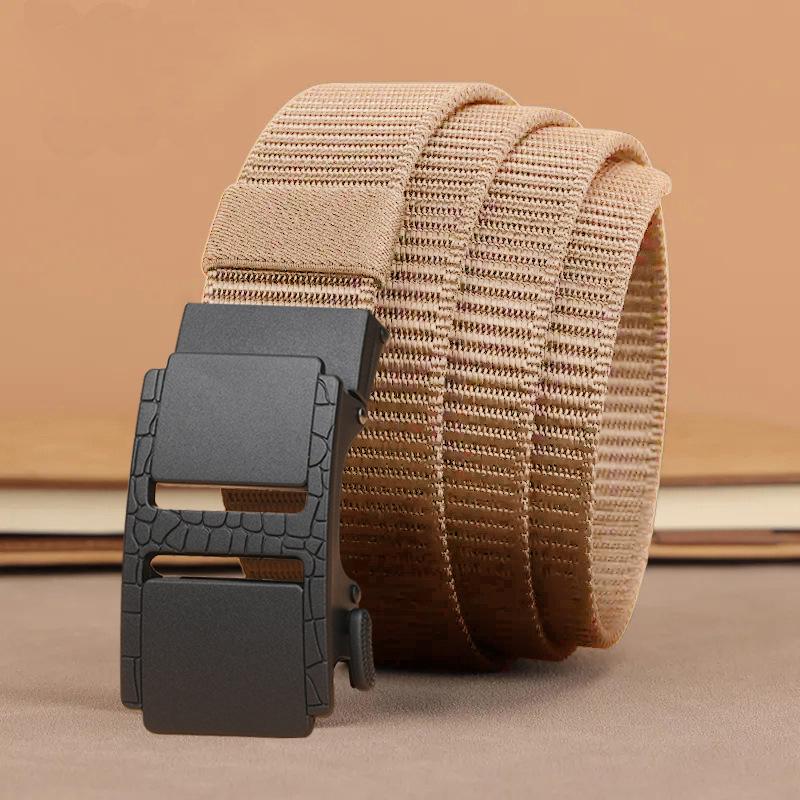 Men's Belt New Automatic Buckle Durable Nylon Tactical Braided Belt Middle Aged and Young Outdoor Trouser Belt Belt Men
