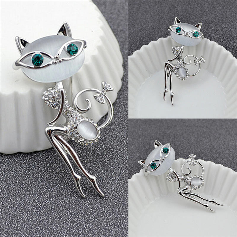 Opal   Little Cat Brooch Pin Animal Cute Sexy Jewelry