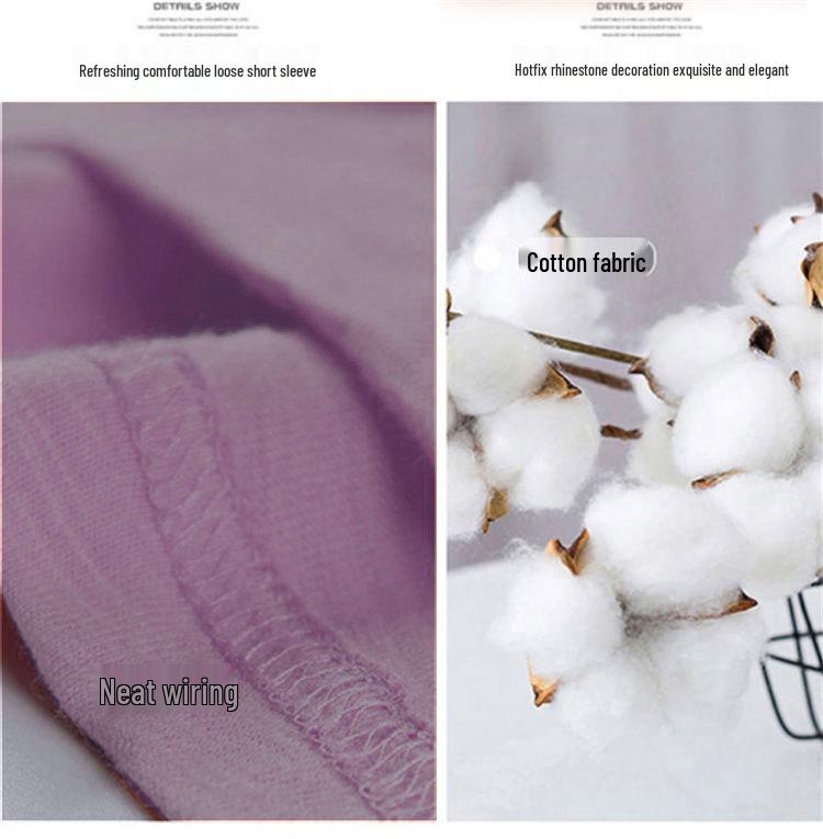 Women's Korean Style Loose Bamboo Cotton V-Neck Printed Half-Sleeve T-Shirt