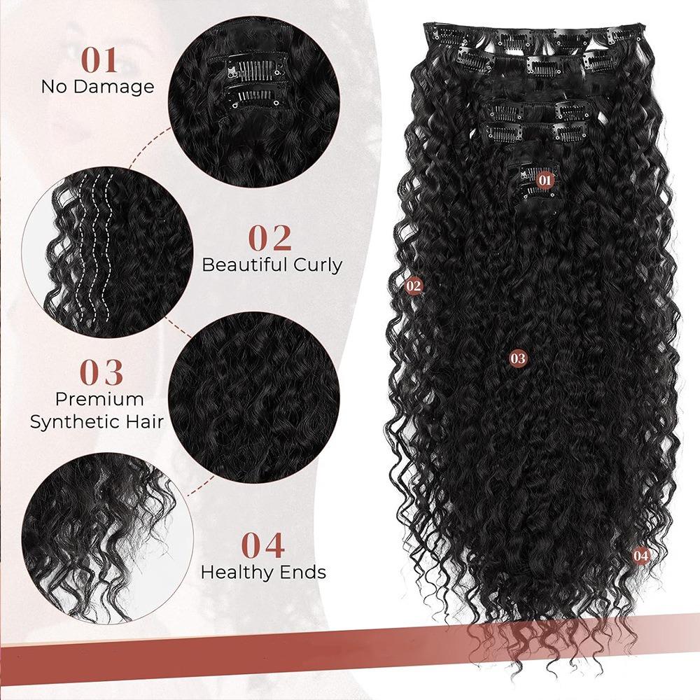 Wig for Women Long Hair Extensions Curly Pieces - Invisible Seamless Water Wave Hairpieces