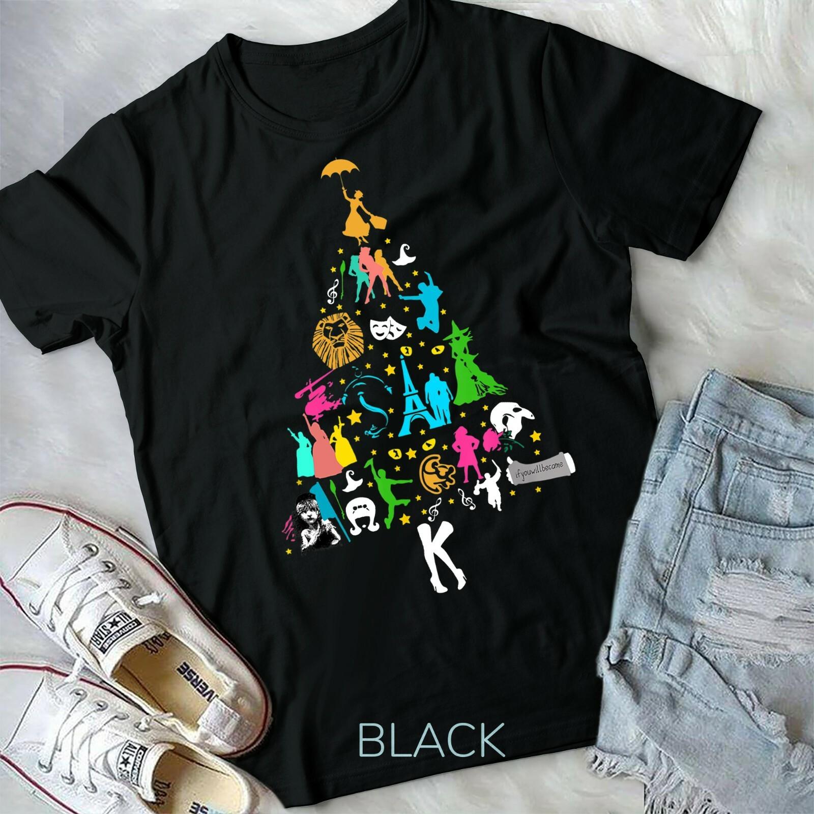 Broadway Musical Theatre Christmas Tree Funny Xmas Unisex Youth T-shirt M