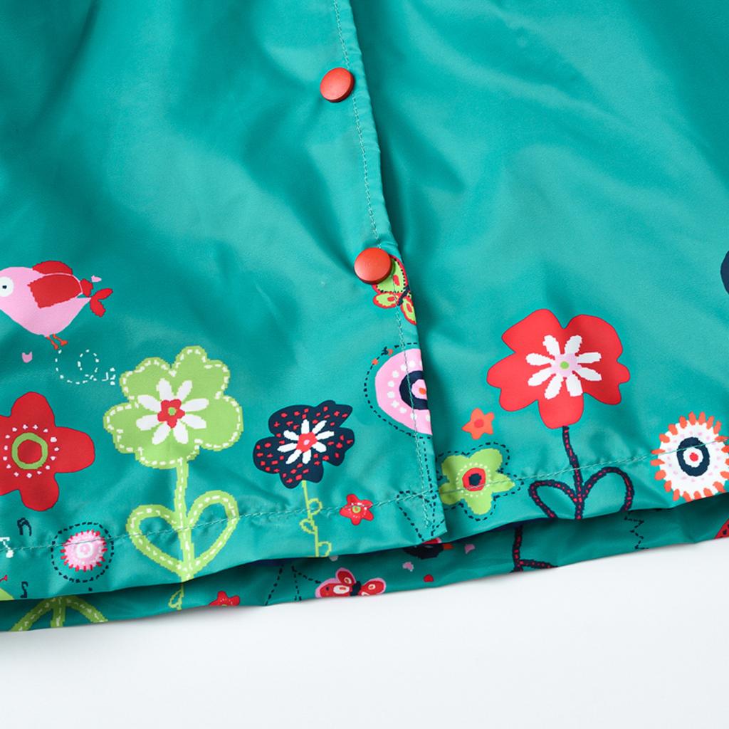 Kinderkleidung Mädchen niedlicher Knopfmantel bedruckte langärmelige Windjacke mit Kapuze