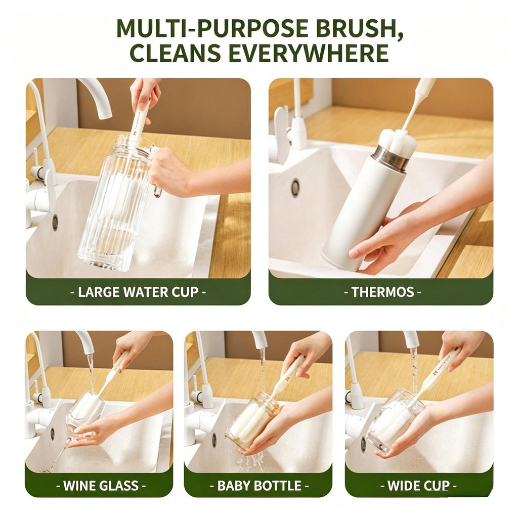 Sponge Bottle Cleaning Brush Jost Long Handle Multifunctional