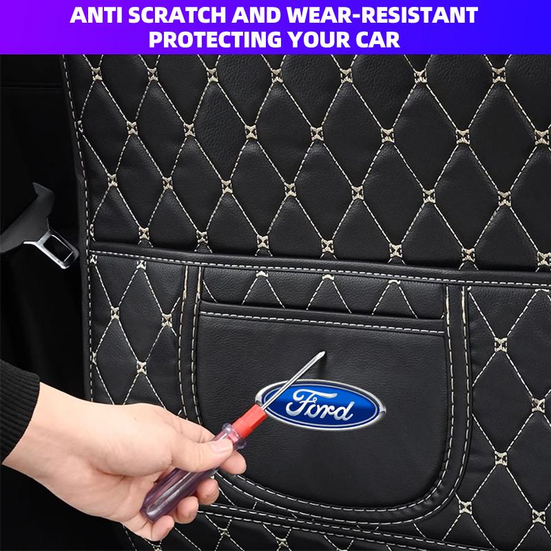 New Car Anti Kicks Pad With Organizer Pocket Seat Back Leather Protector For Ford Ranger Focus Kuga Mustang S-MAX Transit Mondeo