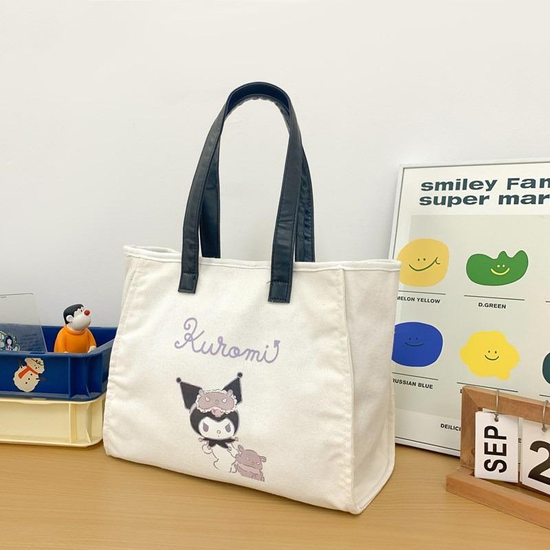 New Cute Cartoon Style Canvas Hand Bag Office Worker Large Capacity Out Commuting Women Shoulder Bag