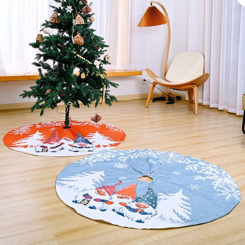 Vibrant Forest Santa Snowflake Christmas Tree Skirt For Festive Holiday Decor