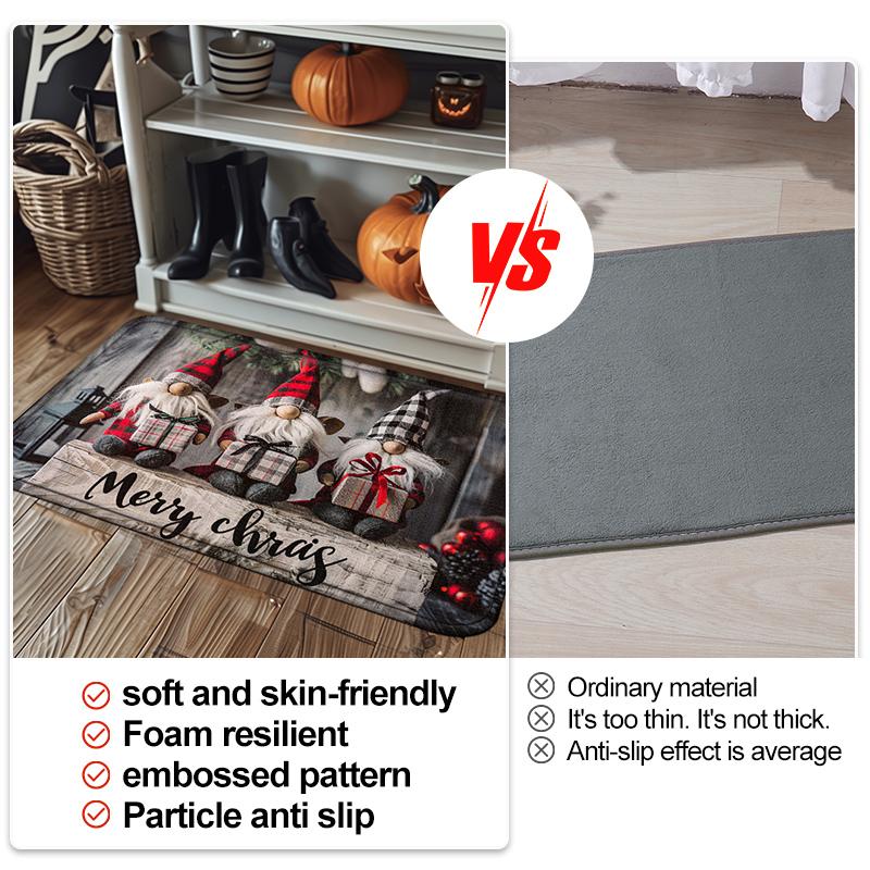 1pc Santa Claus Gift Bathroom Floor Mat Christmas Decor Door Mats Suitable For Bathroom, Kitchen, Living Room, Home Decoration