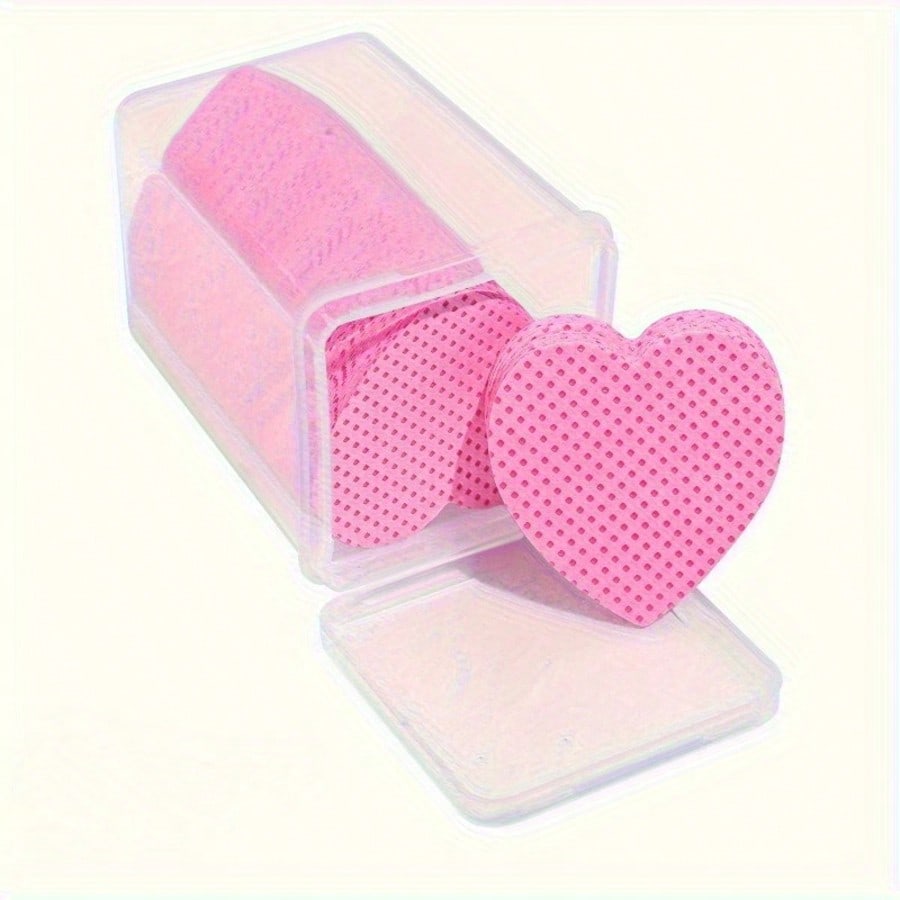 

200pcs Disposable Lint-Free Cloth Heart-Shaped Makeup Remover Pads, Nail Polish Remover Cotton Pads, Soft Non-Woven Nail Polish Remover Cotton Pads рожевий