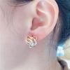 Exquisite Russian 585 Purple Gold Ear Buckle Women'S Simple Temperament Wind-Plated Rose Gold Flower-Shaped Soviet Hollow Earrings