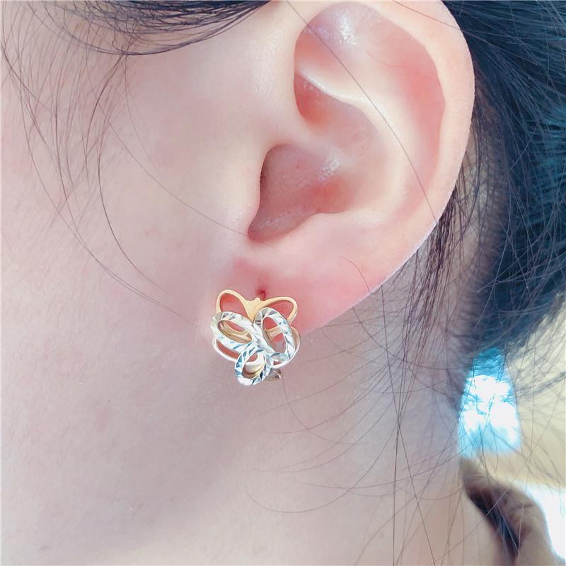 Exquisite Russian 585 Purple Gold Ear Buckle Women'S Simple Temperament Wind-Plated Rose Gold Flower-Shaped Soviet Hollow Earrings