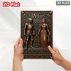2D Mittelalterlicher Ritter&Prinzessin Metall Wandskulptur|Antikes Eisen,Rustikal,Verzierte Muster,Halloween&Weihnachtsgeschenk,Heimdeko